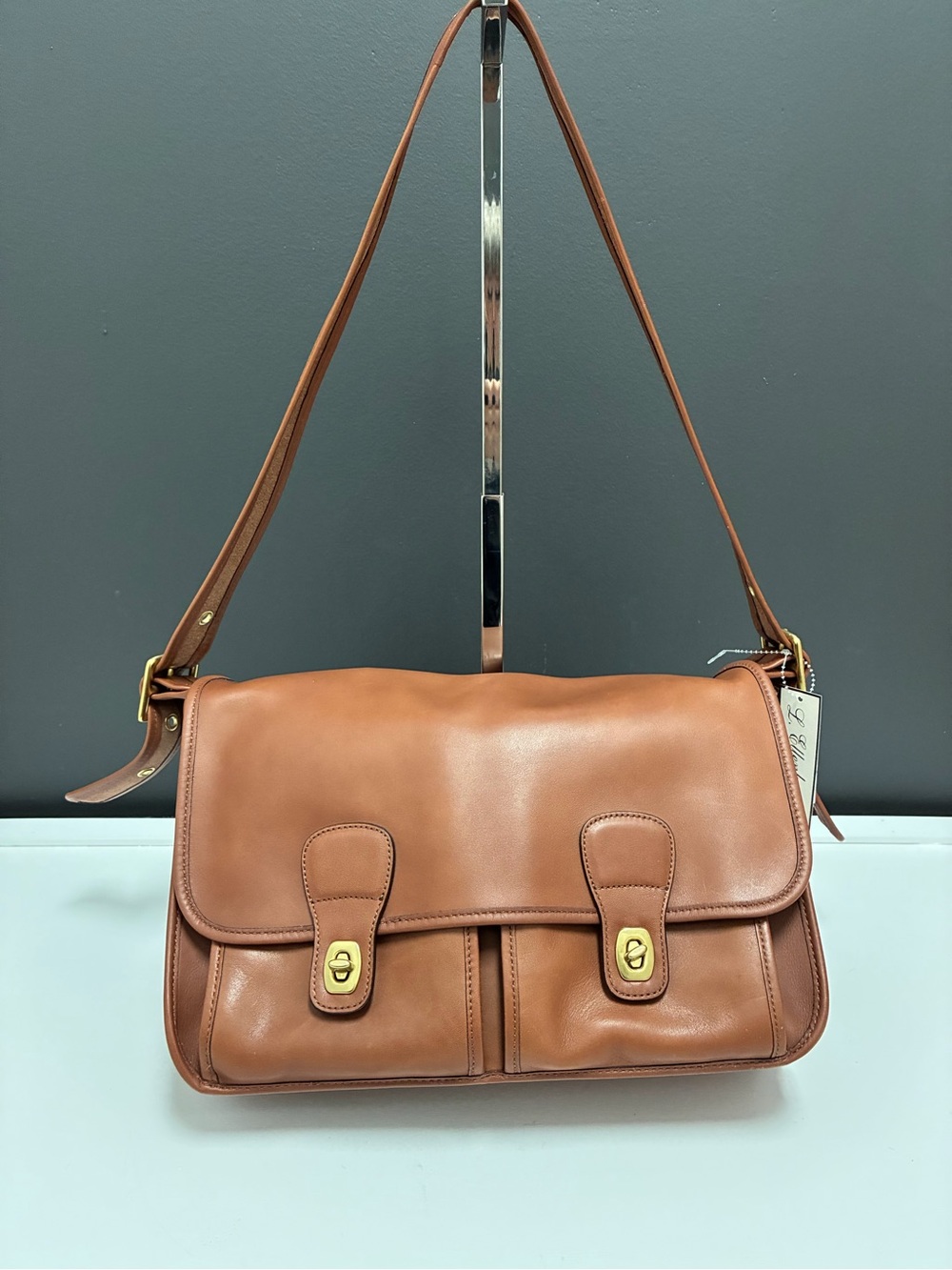 Coach Classic Brown Leather Satchel Shoulder Bag or Briefcase called a Field Bag
